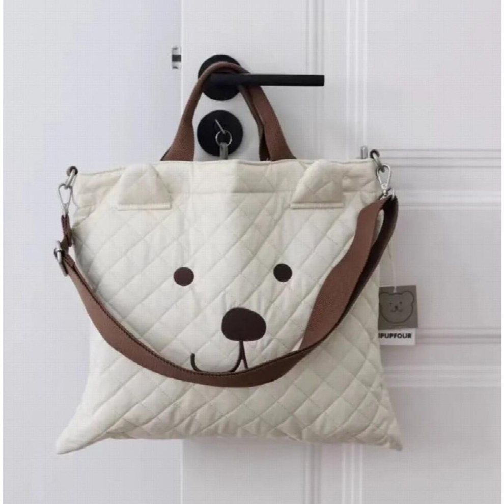 Baby Diaper Bag Bear Tote Shoulder Bag Multi-functional Large-capacity Quilted Embroidered Mummy Bag Handbag