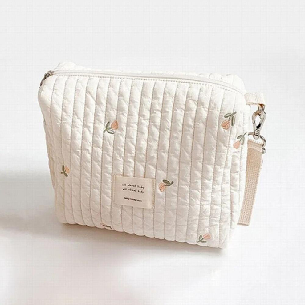 Cotton Mom Bag Organizer Bear Embroidery Mommy Single Bag Zipper Newborn Baby Diaper Bag Nappy Travel Stroller Storage Bag