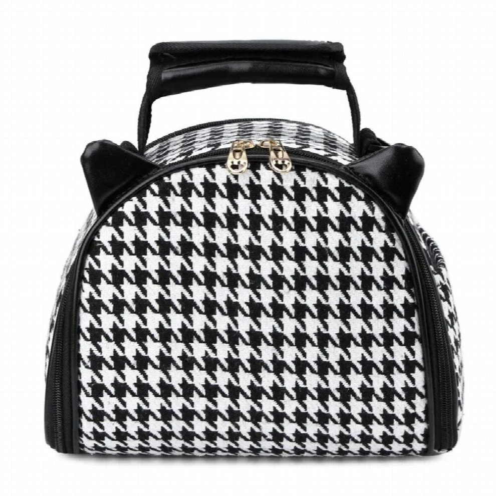 Leather Diaper Bag Backpack Houndstooth USB Baby Bags for Mom Cat Ears Versatile Baby Girl and Boys Diaper Bag