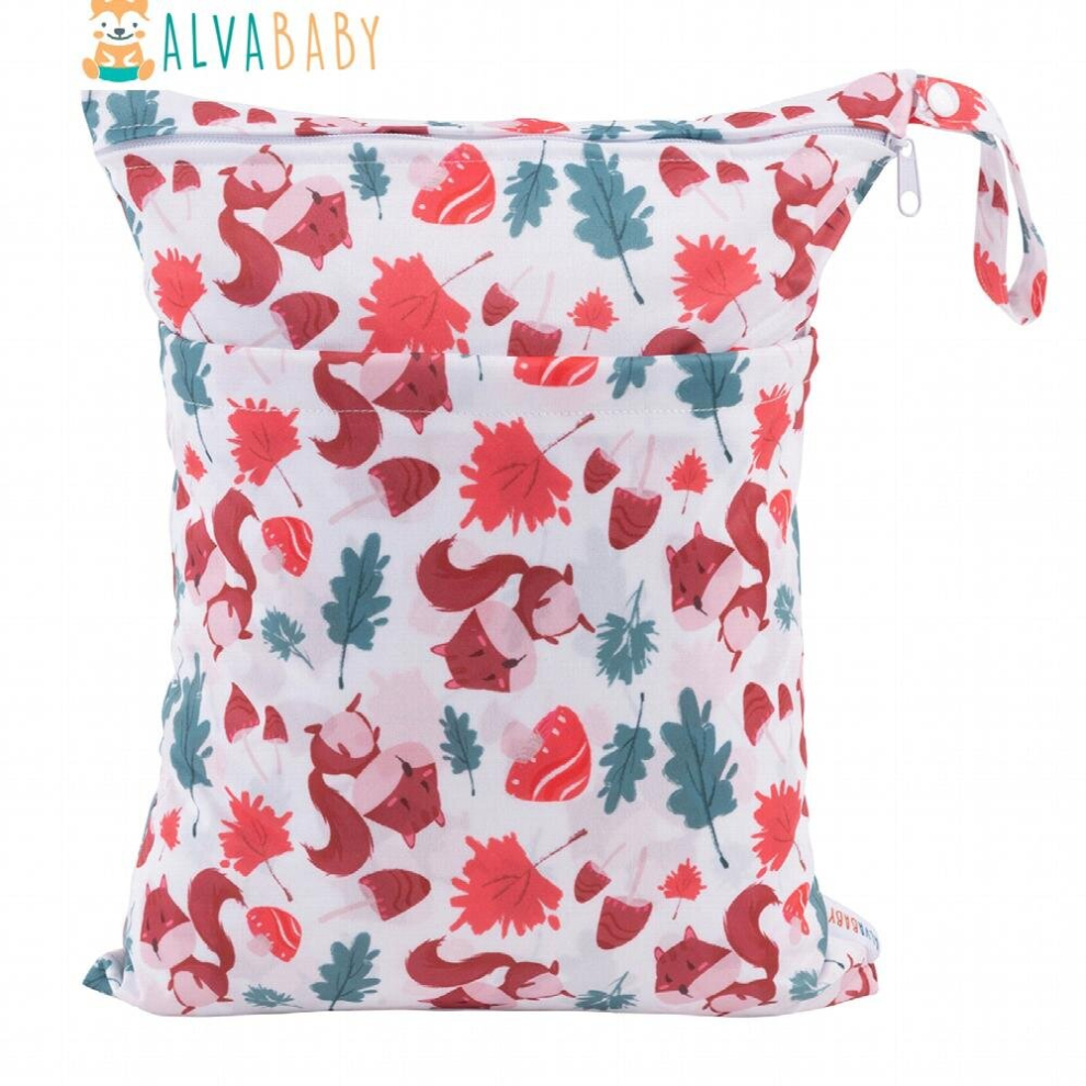 Alvababy Washable Reusable Cloth Diaper Wet Dry Nappy Bag Waterproof Travel Carry Bag 30cmx36cm