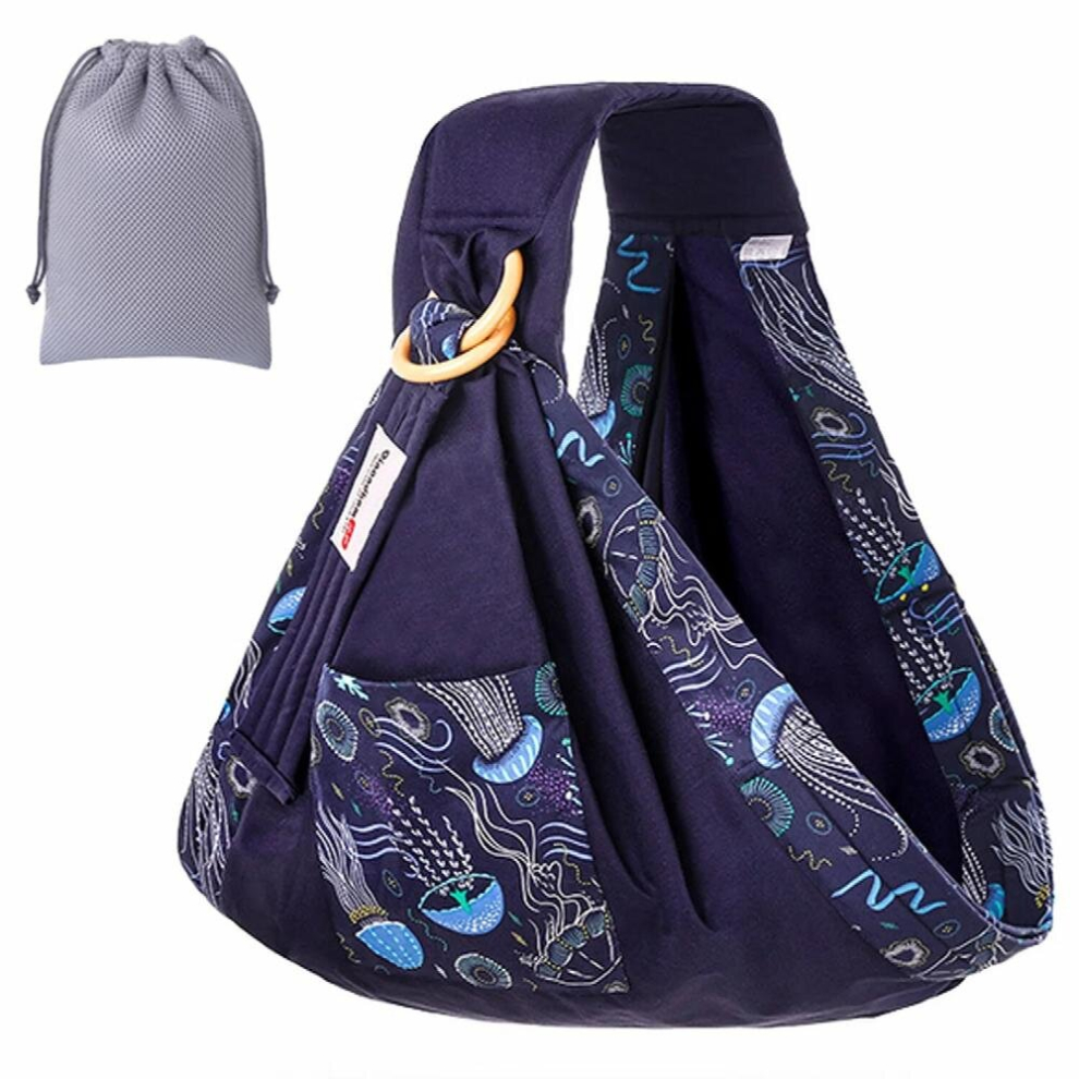 Baby Wrap Carrier Newborn Sling Breathable Cotton Baby Sling Wrap Carrier with Storage Bag for Newborn Breastfeeding Carriers