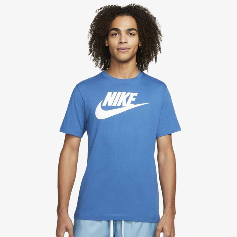 (UK-2XL) Nike Swoosh Futura Men's T-Shirt Blue UK S-2XL