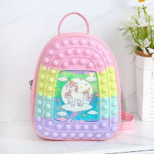 Baby Children Unicorn Silicone Backpack Press Bubble Decompression Toy Change Storage Bag