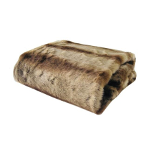 Sheared Faux Chinchilla Luxury Throw Blanket - Gold, Beige & Brown - Twin Extra Large