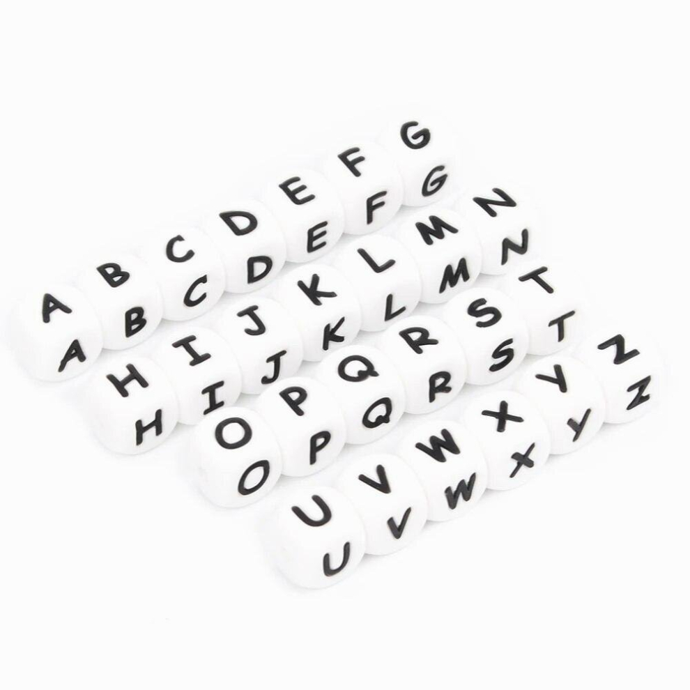 12mm 100pcs Silicone Letter Beads Alphabet Teething Beads Teether English Letters Food Baby Nursing for Teething