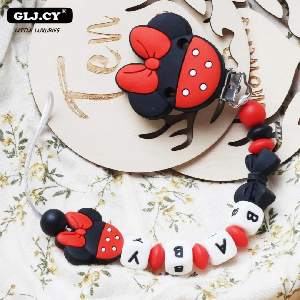 Pacifier clip Personalized Name Silicone Baby Dummy Safe Teething Teether chains Holder Chain
