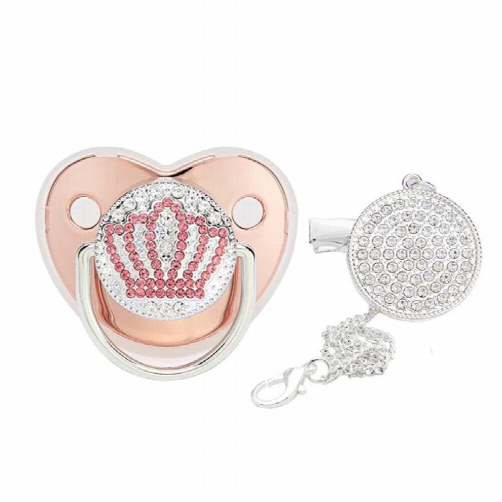 Newborn Pacifier Clips Lid Crown Rhinestone Bling BPA Dummy Shower Gift Baby Pacifiers Accessories Infant Nipple Teether 0-24M