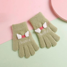 Winter Children Gloves 5-12 Years Girls Knitted Soft Warm Heart Wing Kids Gloves Outdoor Full Finger Girls Mittens