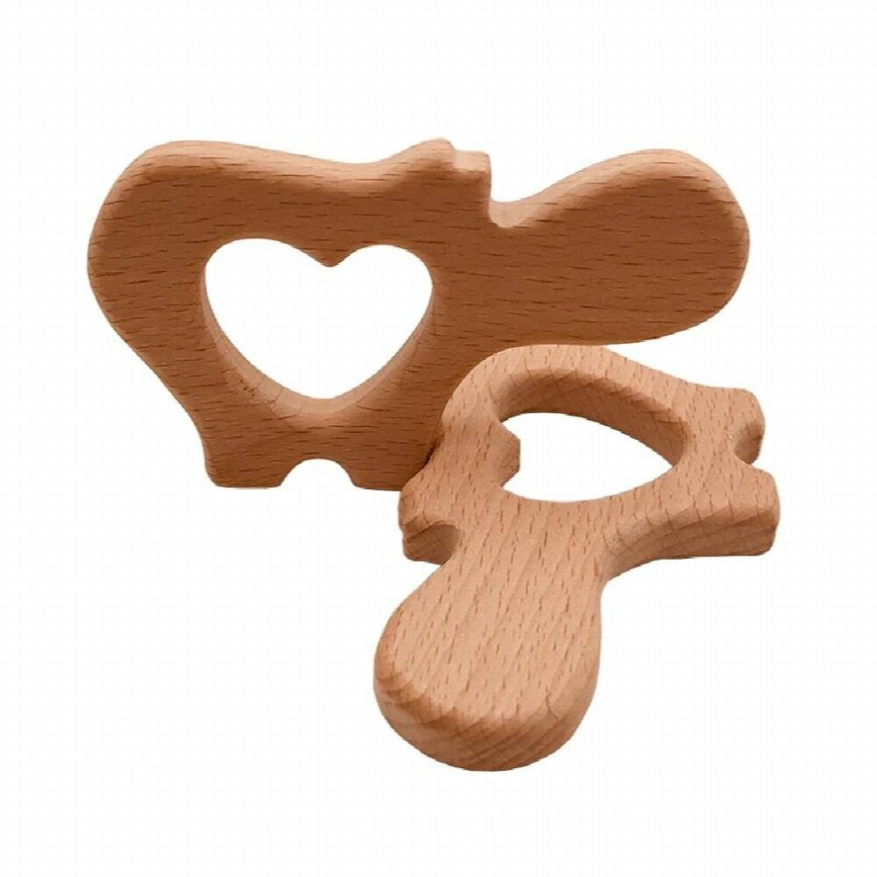 Kissteether Baby Wooden Teether Beech Wood Cartoon Elephant Teething Toys Montessori Inspired Nursing Pendant Baby Teether