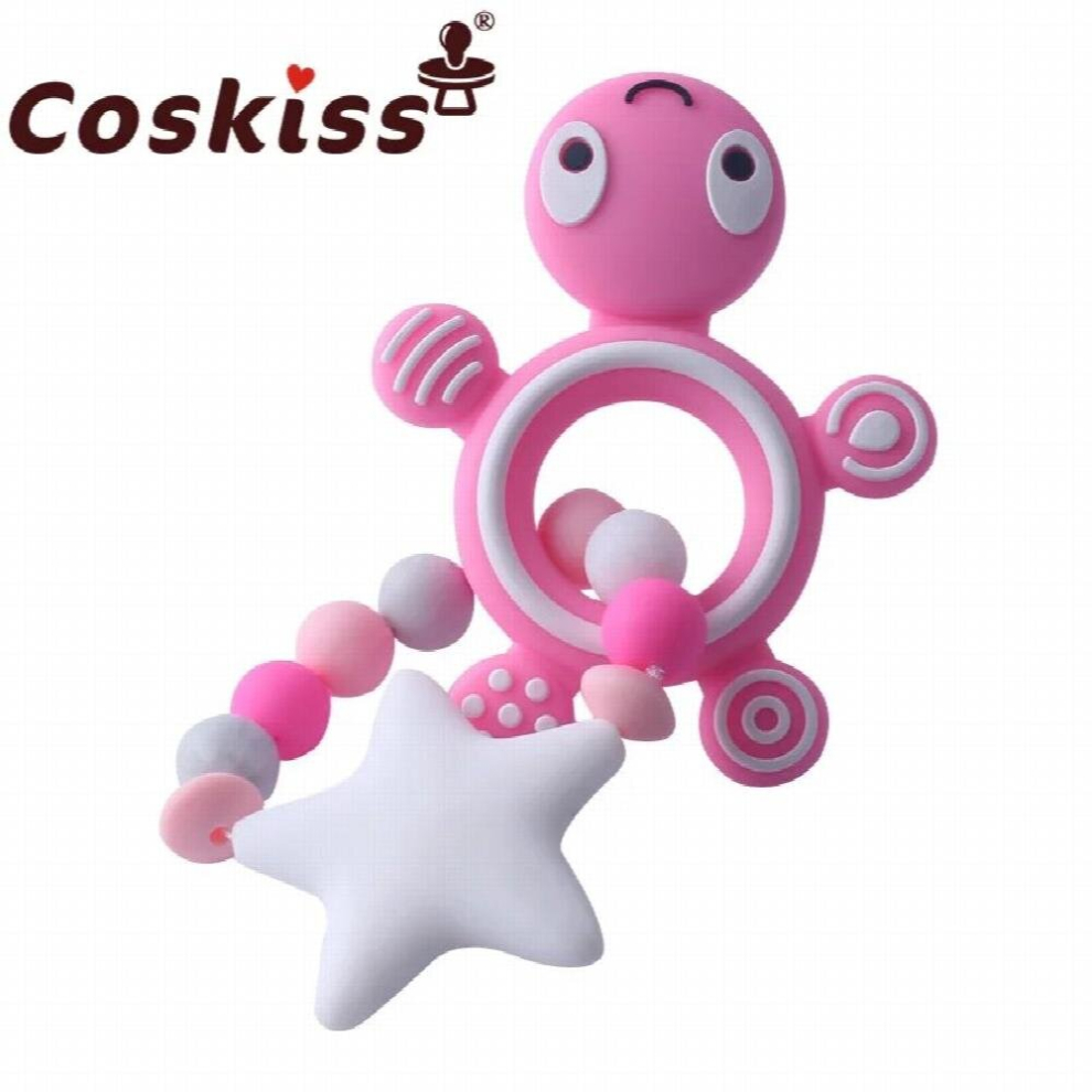 Baby Pacifier Silicone Teether Beads BPA FreeTeething Tortoise Animal Toys Rodent Baby Bracelet Chewable Molar Toys