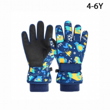 1Pair Cartoon Children Ski Gloves Winter Plus Velvet Touch Cold Waterproof Windproof Gloves Outdoor Sports Warm Winter Gloves