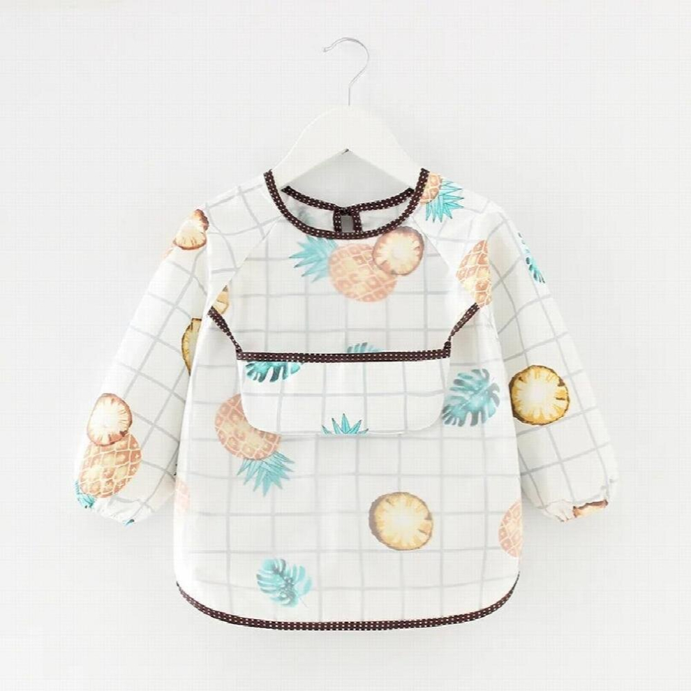 Baby Kids Toddler Long Sleeve Scarf Waterproof Art Smock Feeding Bib Apron Pocket Infant Boys Girls Burp Cloth Bandana Bibs