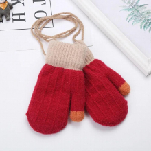 1-4Y Cartoon Bear Baby Mittens Winter Warm Kids Baby Girl Solid Gloves Knitted Children Toddler Thick Teething Mitten Handschoen