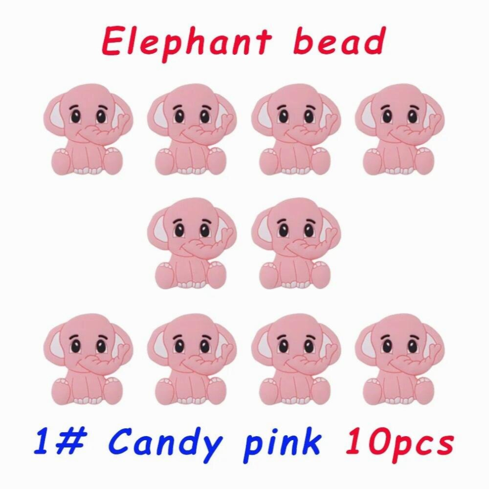 Sunrony Cartoon Animal Elephant Silicone Bead/Teether/Clip Food Pendants DIY Pacifier Chain Accessories Baby Teething Toys