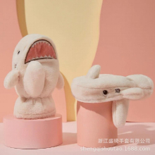 Winter Shark Childrens Boys Girls Fleece Thickened Warm Finger Gloves Accessories for Kids Mittens Snow Baby Stuff