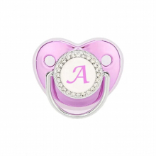 Metallic Purple Pacifier With Cover BPA Silicone Pacifier Name Initial Letter Dummy Teether Baby Shower For Babies