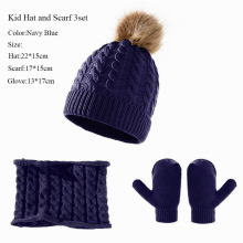 3set Woolen Warm Kids Hat Scarf Gloves Winter Childrens Cap Set Baby Hat Warm Set Suit Caap Gloves