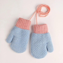 Childrens Gloves Winter Solid Thicken Plus Wool Knitted Gloves For Kids Toddler Outdoor Keep Warm Knitted Mittens With Rope
