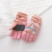 Winter Unicorn Girls Gloves Princess Warm Plush Waterproof Children Mittens Skiing Snow Full Finger Soft Kids Gloves 3-5