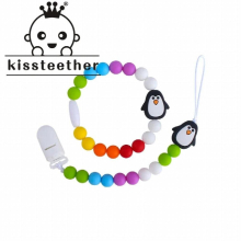 Kissteether 1set Silicone Animal Teether Pendant Baby Pacifier Clips Chain and Newborn Teething Bracelet Baby Shower Teeth Gift