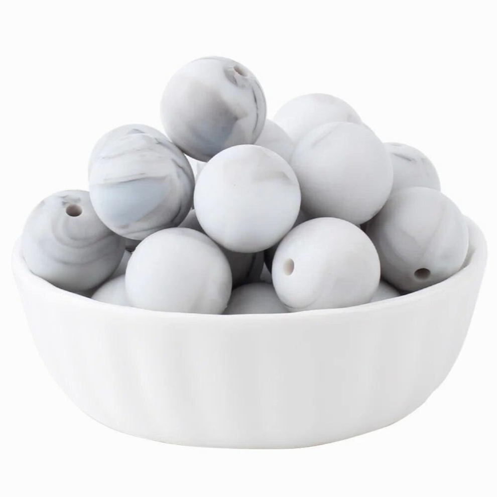15mm 100pcs Silicone Loose Beads Food Safe Silicone Teether DIY Chewable Colorful Round Ball Baby Teething Beads Baby Toys