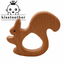 Kissteether 1pcs Baby Teething Toys Wooden Teething Ring Food Squirrel Beech Wooden Childrens Toys Diy Wooden Teether