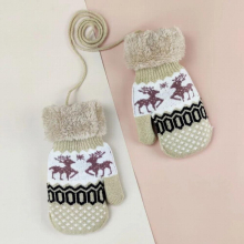Kids Mittens Winter Warm Plus Velvet Thicken Elk Christmas Gloves Knitted 3-10 Years Childrens Gloves Christmas Gift