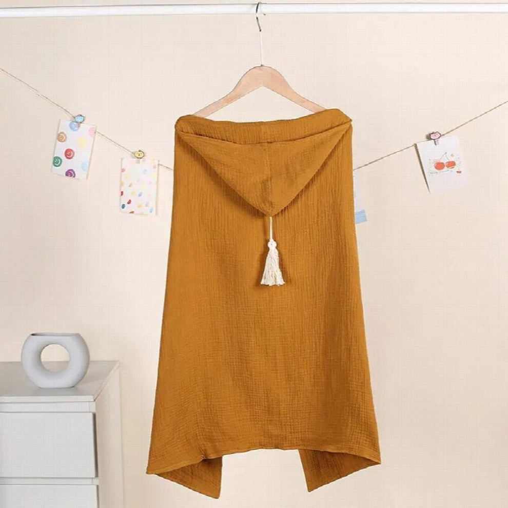 Spring Tassel Baby Muslin Bath Solid Cotton Four Cloak Layer Gauze Hooded Towel Beach Childrens Bathrobe Holding Blanket
