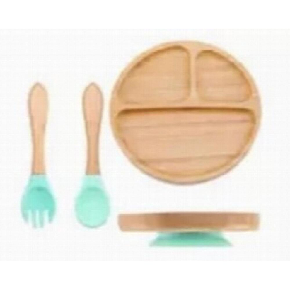 Baby Feeding Plate Bamboo Wood Car Animal Shape Baby Dinner With Silicone Suction Cup Spoon Fork Childrens Feeding Dinnerware