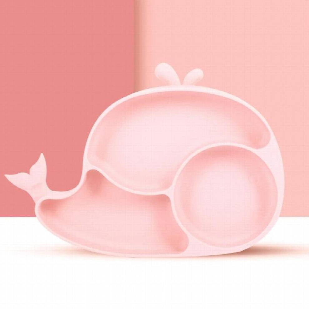 1/3/4Pcs Silicone Baby Feeding Set Dinner Plate Wooden Spoon Fork Tableware Whale Sucker Bowl Kids Suction Plate Set Toddler