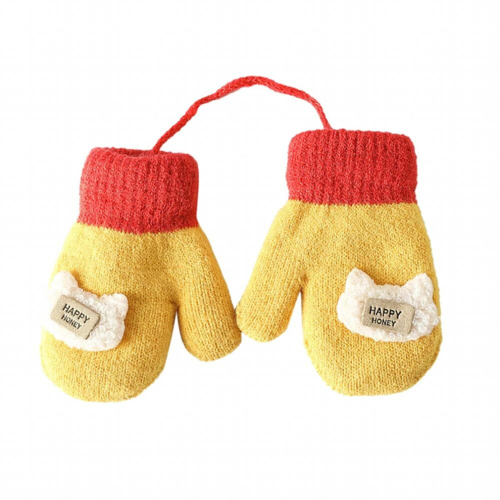 cartoon rabbit gloves winter thick knitted baby childrens newborn gloves childrens finger warm gloves 1-5 old