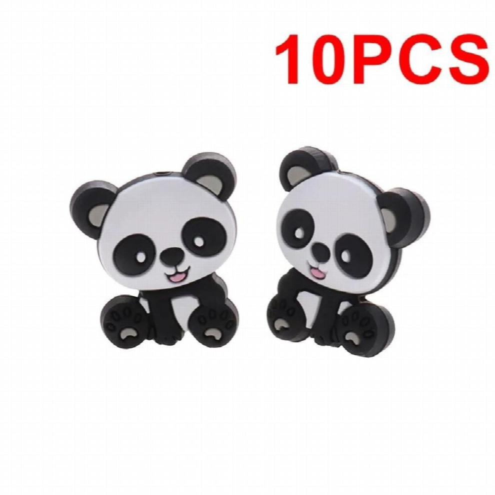 10pcs Panda Silicone Animal Baby Teether Beads BPA Bear Rodent Newborn Chewing Pacifier Chain Accessories Tooth Gift