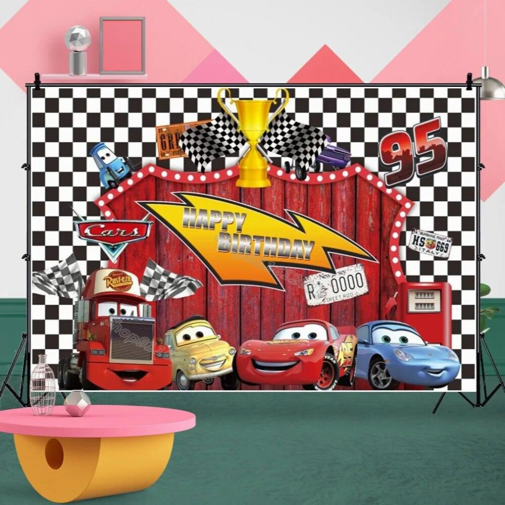 Racing Cars Party Photography Backdrop Children Birthday Background Anime Cartoon Cloth Wall Decoration Party Supplies Boy Gift