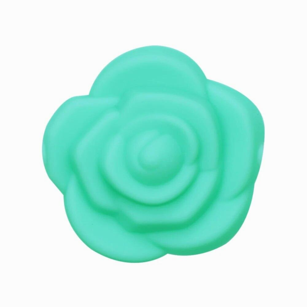 10pcs Silicone Teether Beads Double Face Flower Beads Rose Baby Teething Toy Food Chewing Necklace Accessories