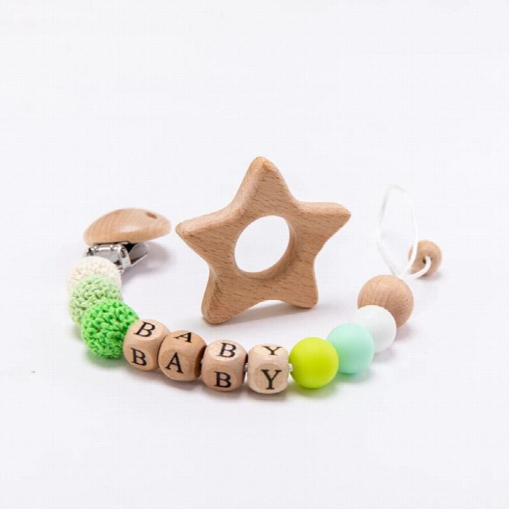 1set Baby Pacifier Chain Personalize Name Pacifier Clip Wooden Dummy Chain Holder Soother Chain Baby Teething Toy Baby Chew