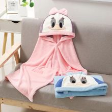 140*70cm Coral Fleece Baby Blankets Hooded Bathrope Baby Swaddle Quick Dry Cartoon Absorbent Bath Towel Beach Swimming Cloak