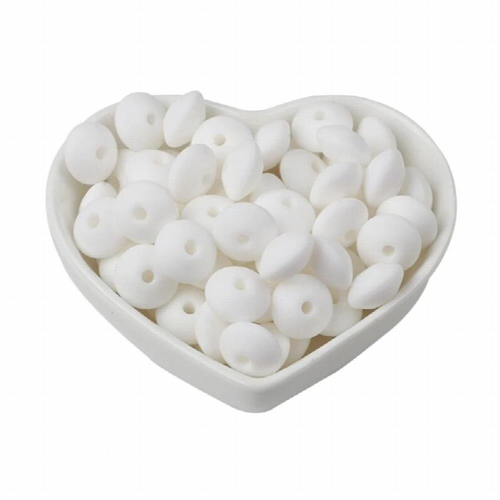 50Pcs 12MM Lentil Silicone Beads BPA Diy Eco-friendly Baby Teether Teething Pacifier Chain Necklace Pendant