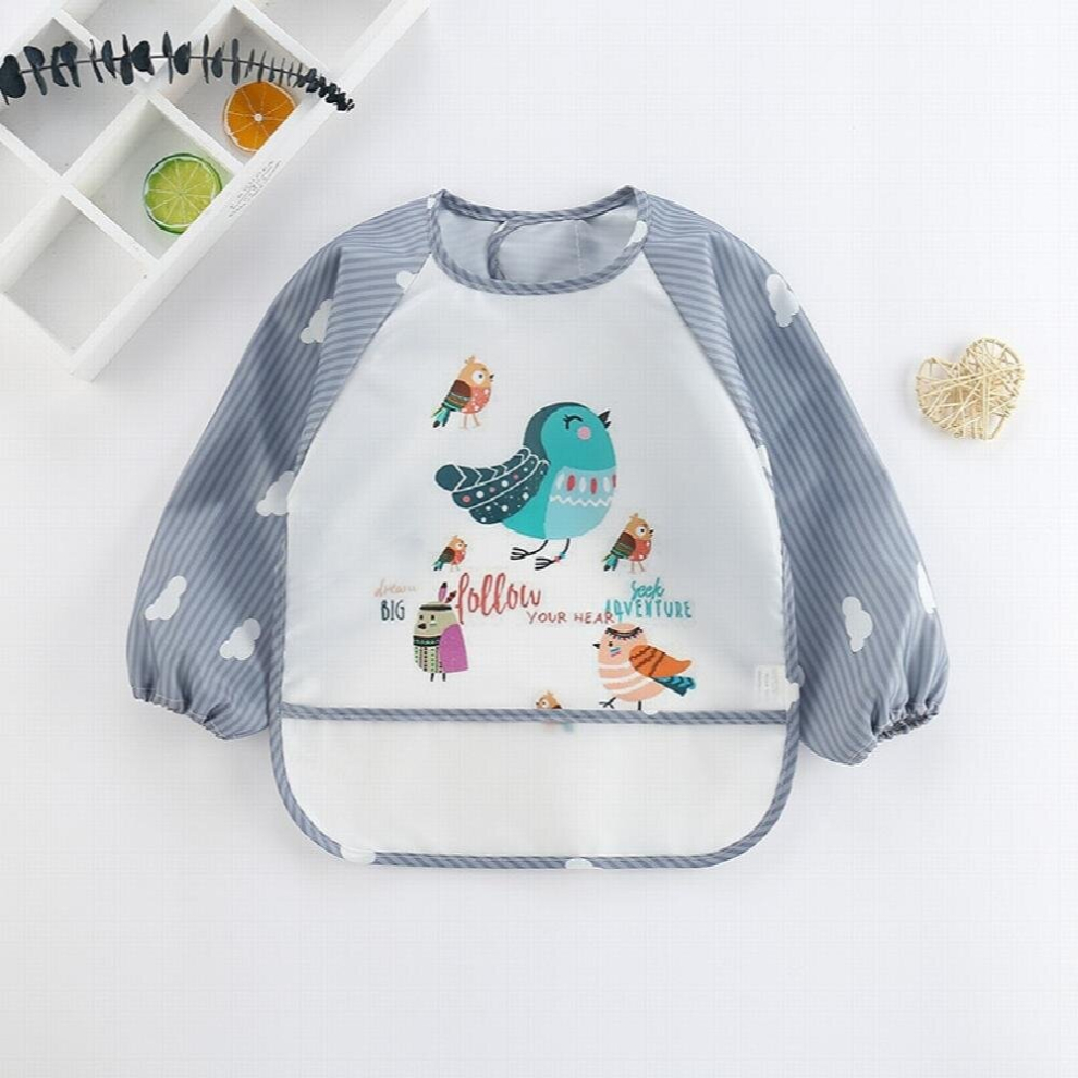 Baby Bibs Burp Cloths Waterproof Long Sleeve Anti-wearing Cartoon Bib Inverted Gown Baby Feeding Bib Bavoir Manches Longues