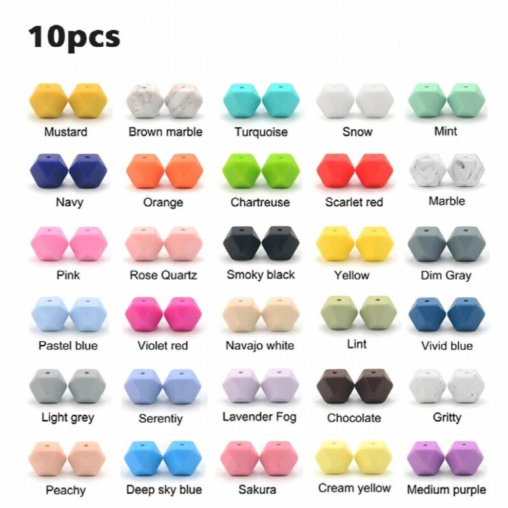 10pcs Mini Hexagon Silicone Beads 14mm Teether Baby Teething Beads BPA Baby Silicone Toys For Necklace Making