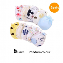5Pairs Gloves Baby Cotton Protect Scratch Skin Anti-Grabbing Gloves Boys Girls Mittens Newborn Baby Soft Comfortable 0-6 Months