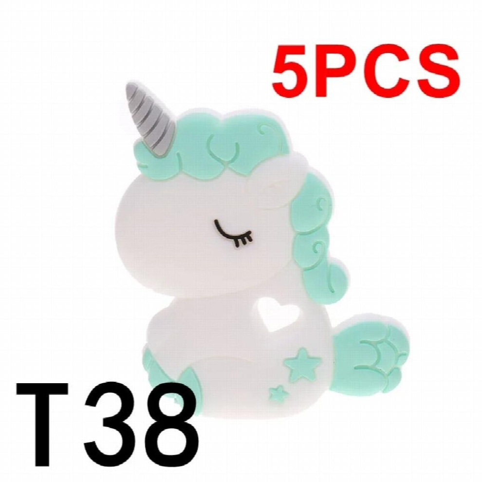 5pcs Unicorn Silicone Animal Baby Teether BPA Newborn Teething Shower Toys Chewable Rodent Pendant Pacifier Chain DIY