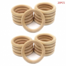 20Pcs Natural Wooden Baby Teether Ring Infant Molars DIY Making Safe Teethers Accessories Newborn Bracelet Craft Toy