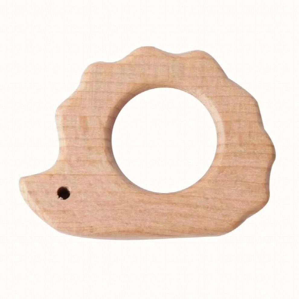 1pc BPA Beach Wood Baby Teether Leaf Shape Wooden Newborn Teething Ring Unfinished Baby Grasping Montessori Bracelet Toys