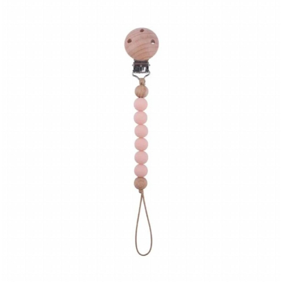 Beech Wood Chew Bead Pacifier Clips Dummy Chain Holder Newborn Soother Chains Nipple Holder For Babies Teething Toy Baby Chew
