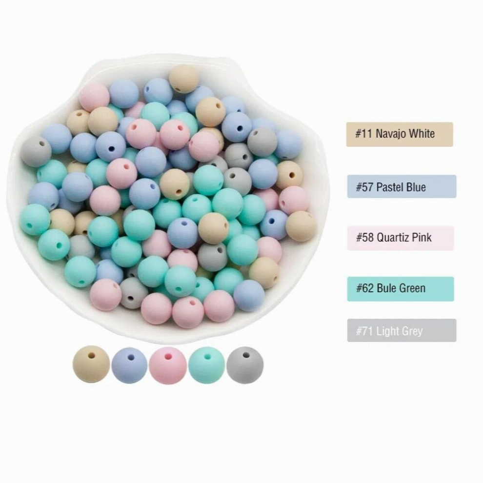 12mm 10pcs Baby Teether Silicone Beads Diy Pacifier Chain Bracelet Bpa Chewable Round Silicone Bead Accessories