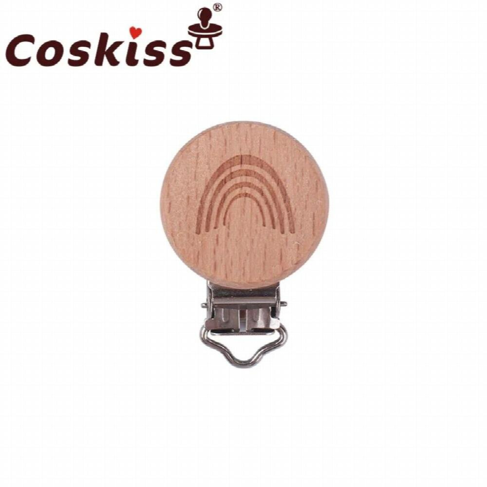 5pc Safe Beech Wooden Rainbow Clip Baby Pacifier Holder Infant Nipple Holder Soother Teether Feeding Care Accesories