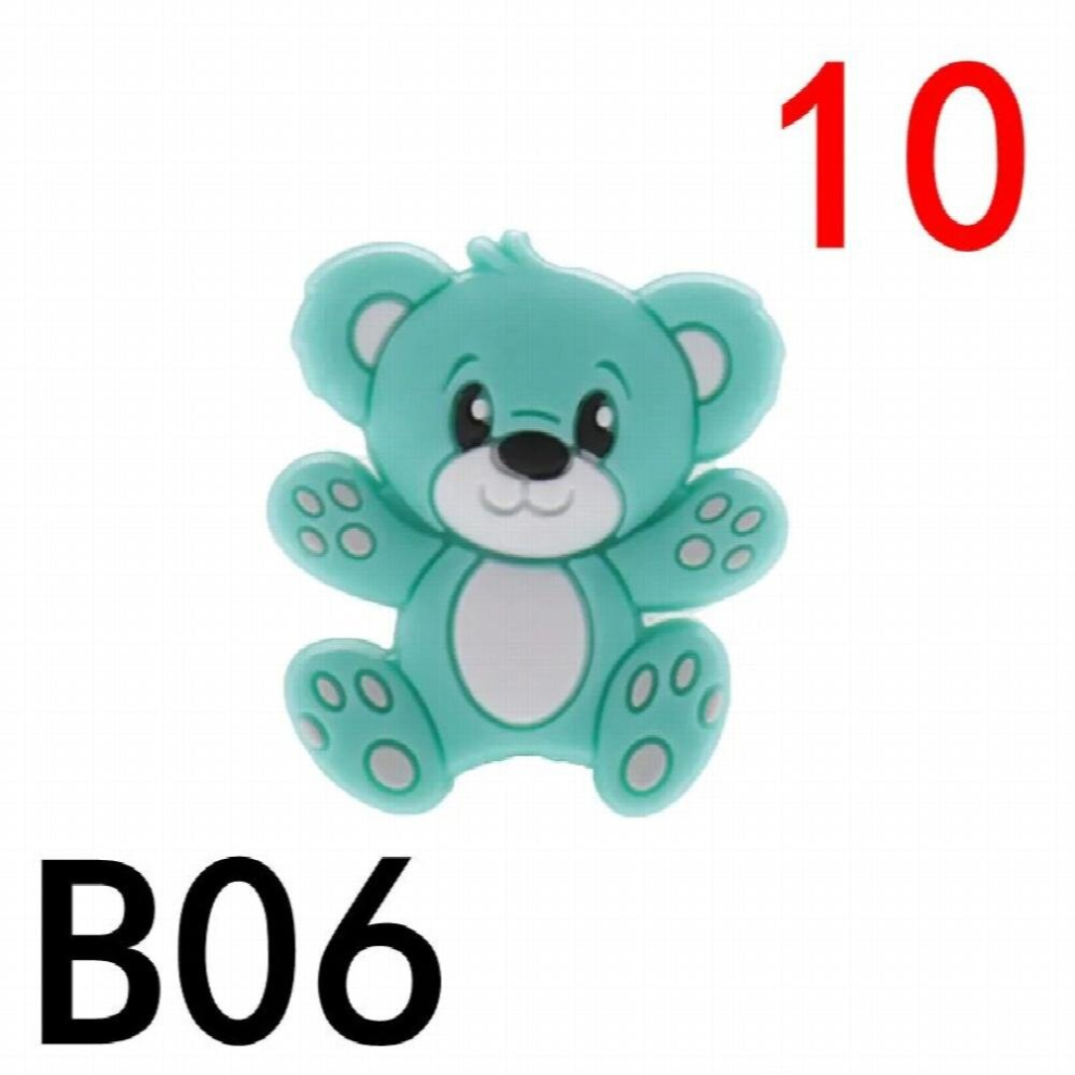 10pcs Hug Bear Silicone Animal Baby Teether Beads BPA Food Newborn Chewing Pacifier Chain Accessories Tooth Toy