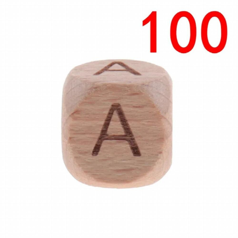 100pcs Wooden Letters Baby Wood Beech Beads Baby Teethers Necklace Food Wooden Teether Nursing Letter Beads BPA