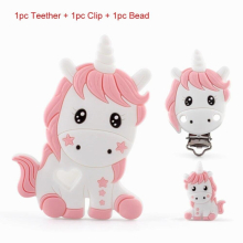 Silicone Teether Beads Pacifier Clips Unicorn Personalized Chain Baby Alphabe Food Teething Toys Accessories BPA