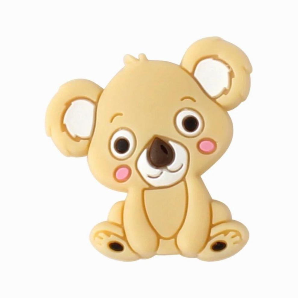 5pcs 28mm Lovely Mini Koala Pattern Baby Silicone Teething Beads Teether BPA DIY Pacifier Chain Accessories Self